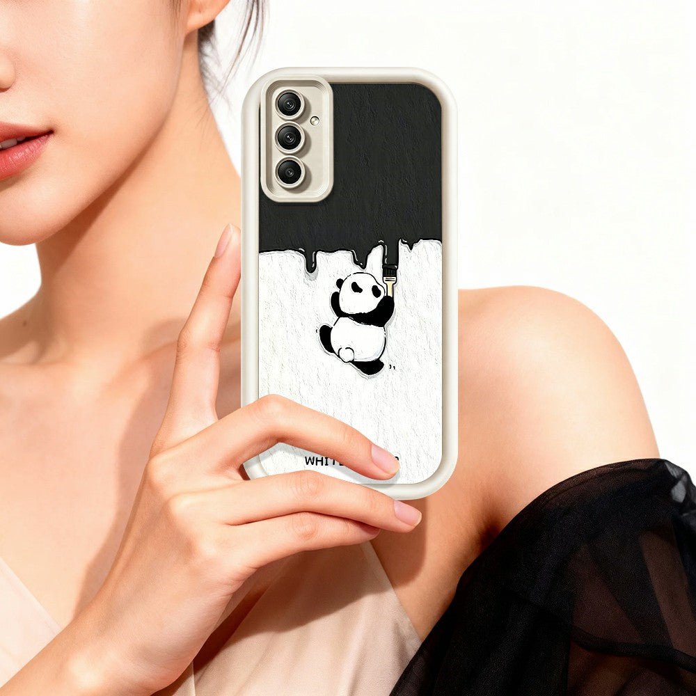 mobilskal till Samsung Galaxy A18 5G / A18 4G / A17 4G / A17 5G TPU Gummerat Antihalkigt Vitkalkat Panda Mönster Baksida