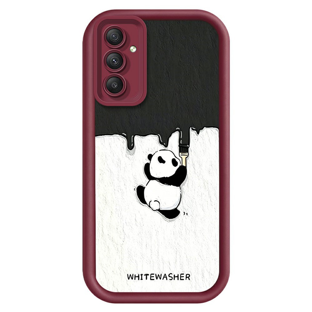 mobilskal till Samsung Galaxy A18 5G / A18 4G / A17 4G / A17 5G TPU Gummerat Antihalkigt Vitkalkat Panda Mönster Baksida