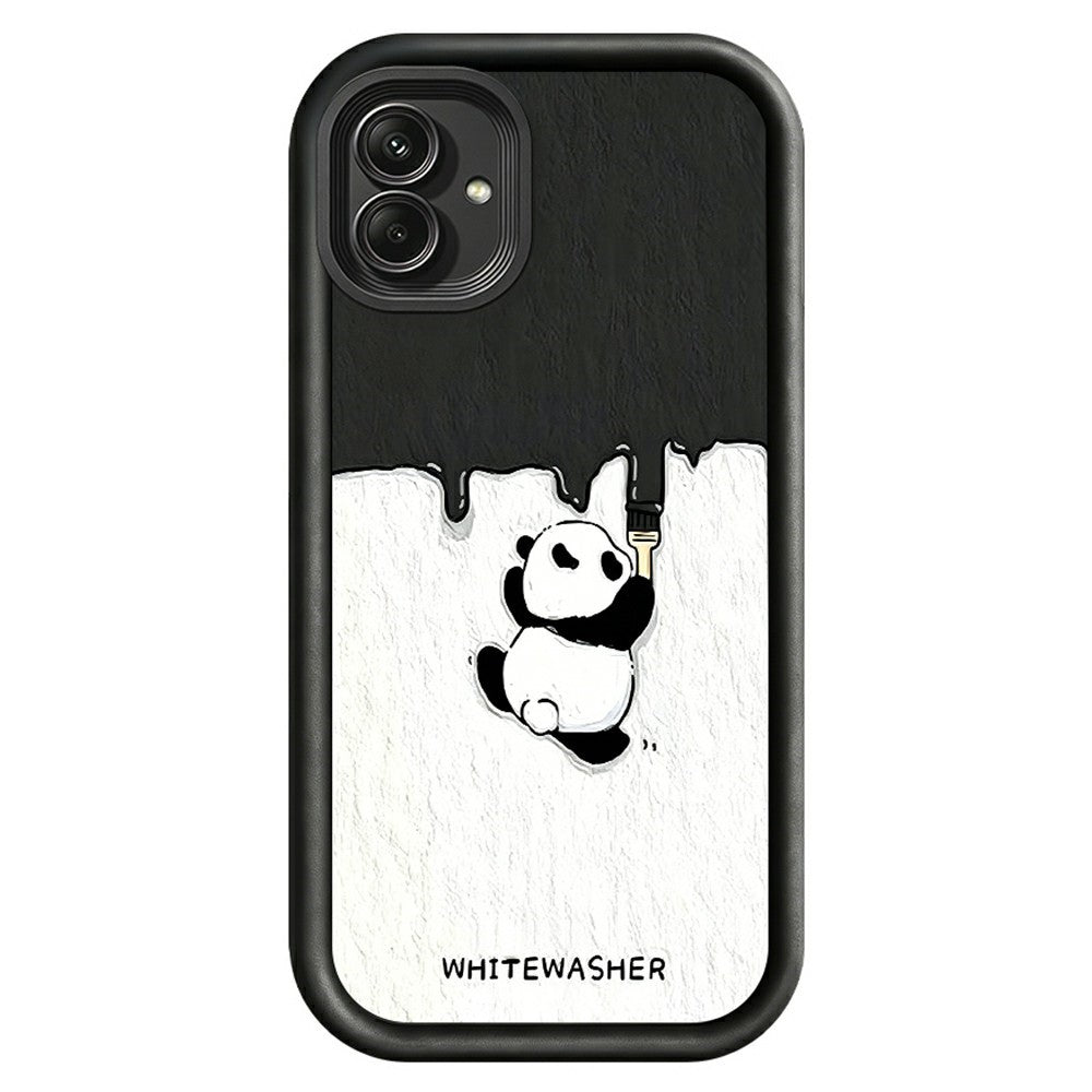 Samsung Galaxy A08 4G / A07 4G / A07s 4G TPU-mobilcover, gummibelagt og skridsikkert, hvidkalket pandamønster på bagsiden
