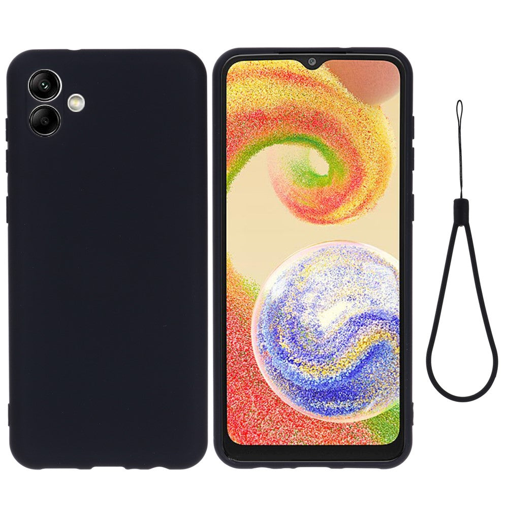 For Samsung Galaxy A04e 4G / F04 4G / M04 4G Soft Silicone Phone Case Anti-scratch Protective Back Cover with Strap