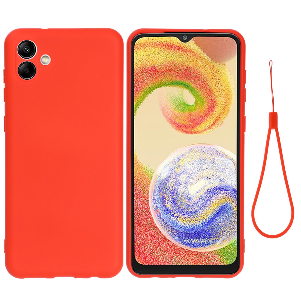 For Samsung Galaxy A04e 4G / F04 4G / M04 4G Soft Silicone Phone Case Anti-scratch Protective Back Cover with Strap