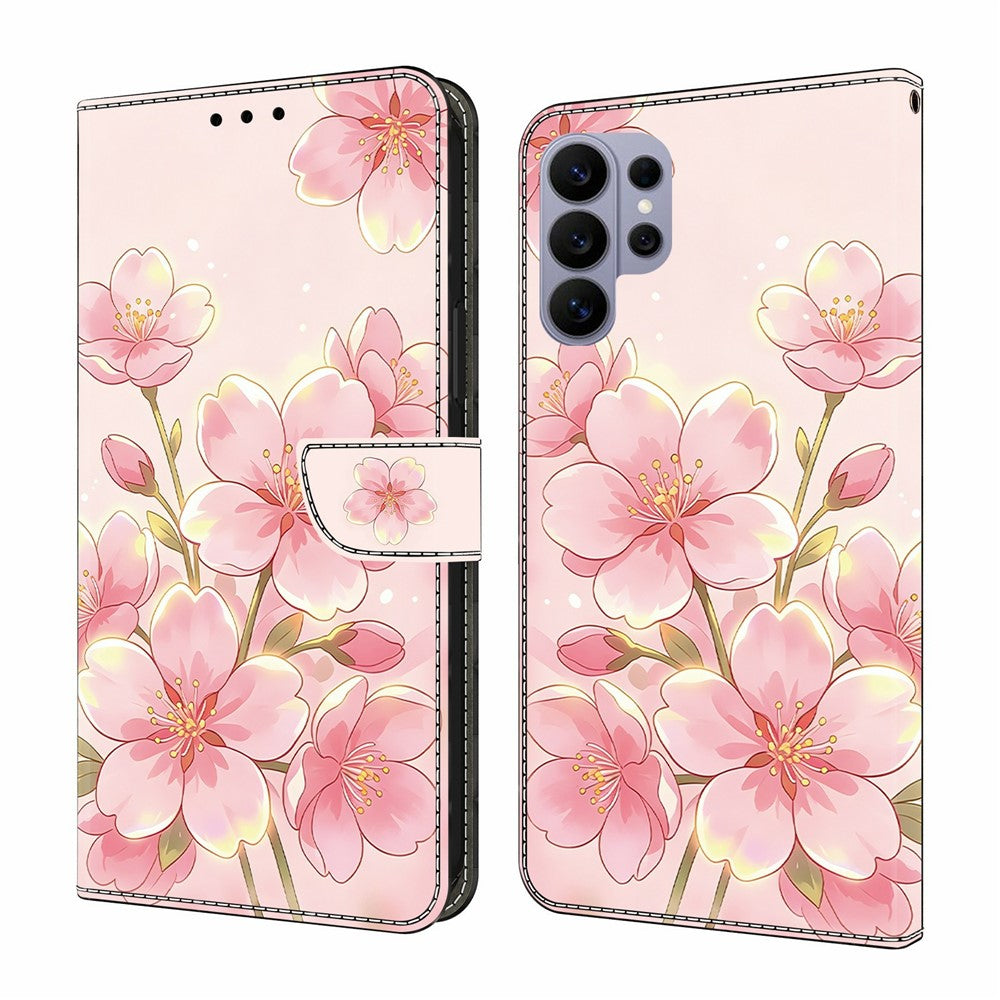 Läderfodral för Samsung Galaxy S26 Ultra med mönstertryck, plånboksfodral med fällbart stativ