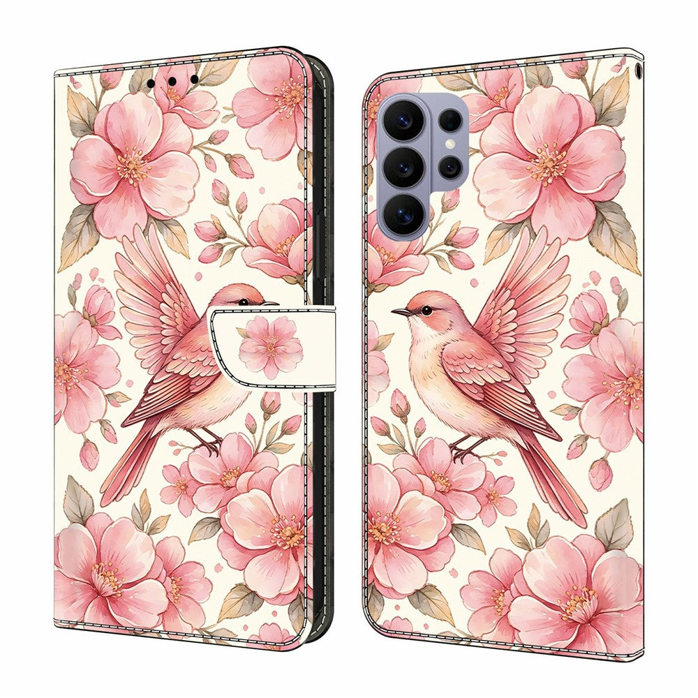 Läderfodral för Samsung Galaxy S26 Ultra med mönstertryck, plånboksfodral med fällbart stativ