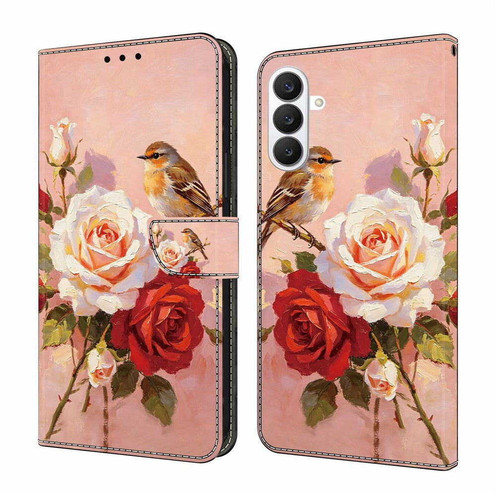 Läderfodral för Samsung Galaxy S26+ med mönstertryck, plånboksfodral med fällbart stativ