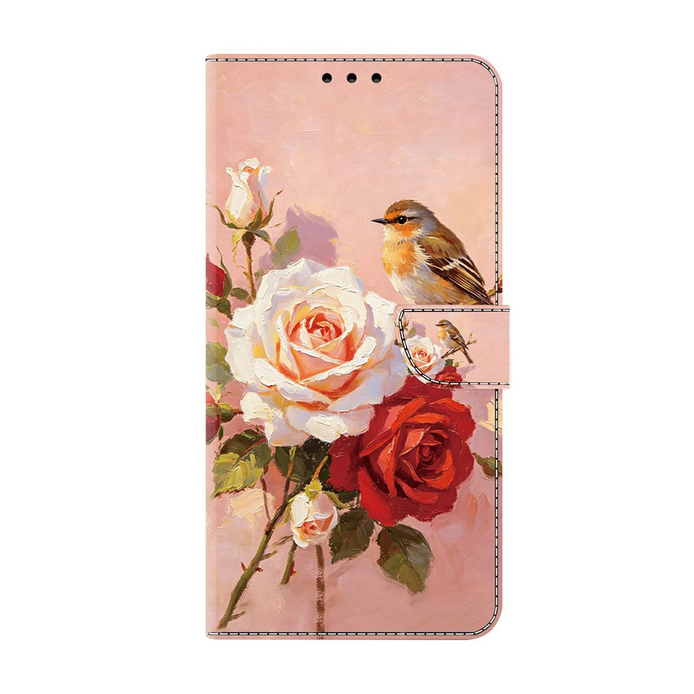 Läderfodral för Samsung Galaxy S26+ med mönstertryck, plånboksfodral med fällbart stativ