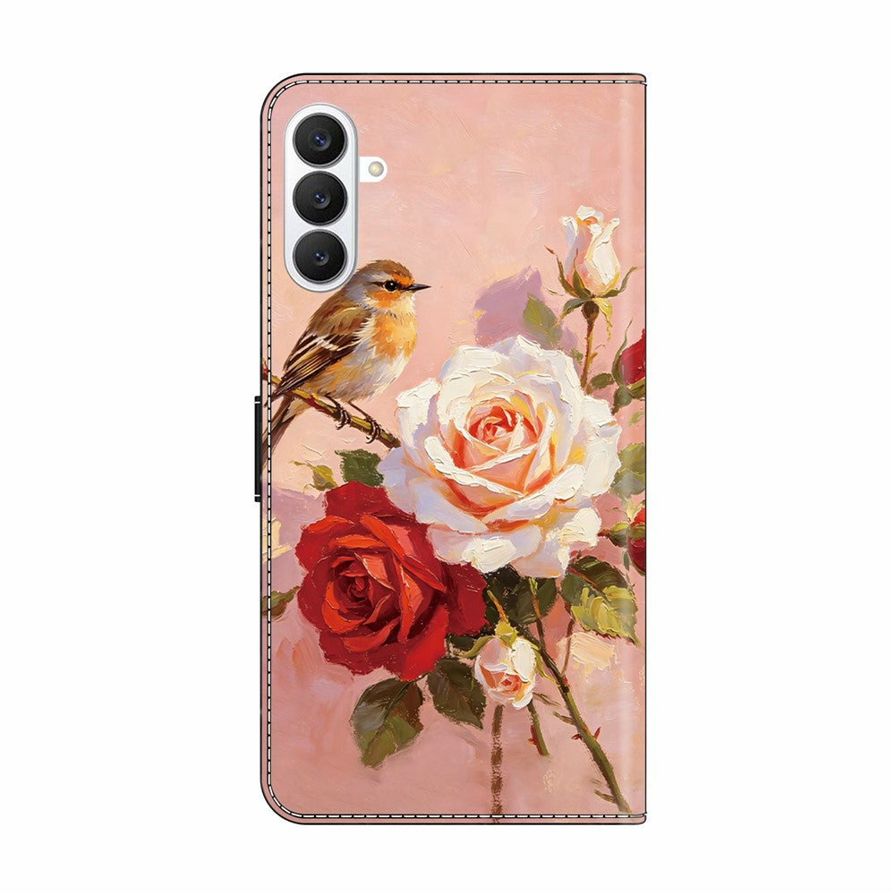 Läderfodral för Samsung Galaxy S26+ med mönstertryck, plånboksfodral med fällbart stativ