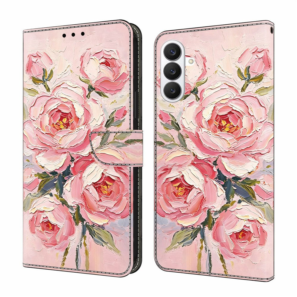 Läderfodral för Samsung Galaxy S26+ med mönstertryck, plånboksfodral med fällbart stativ