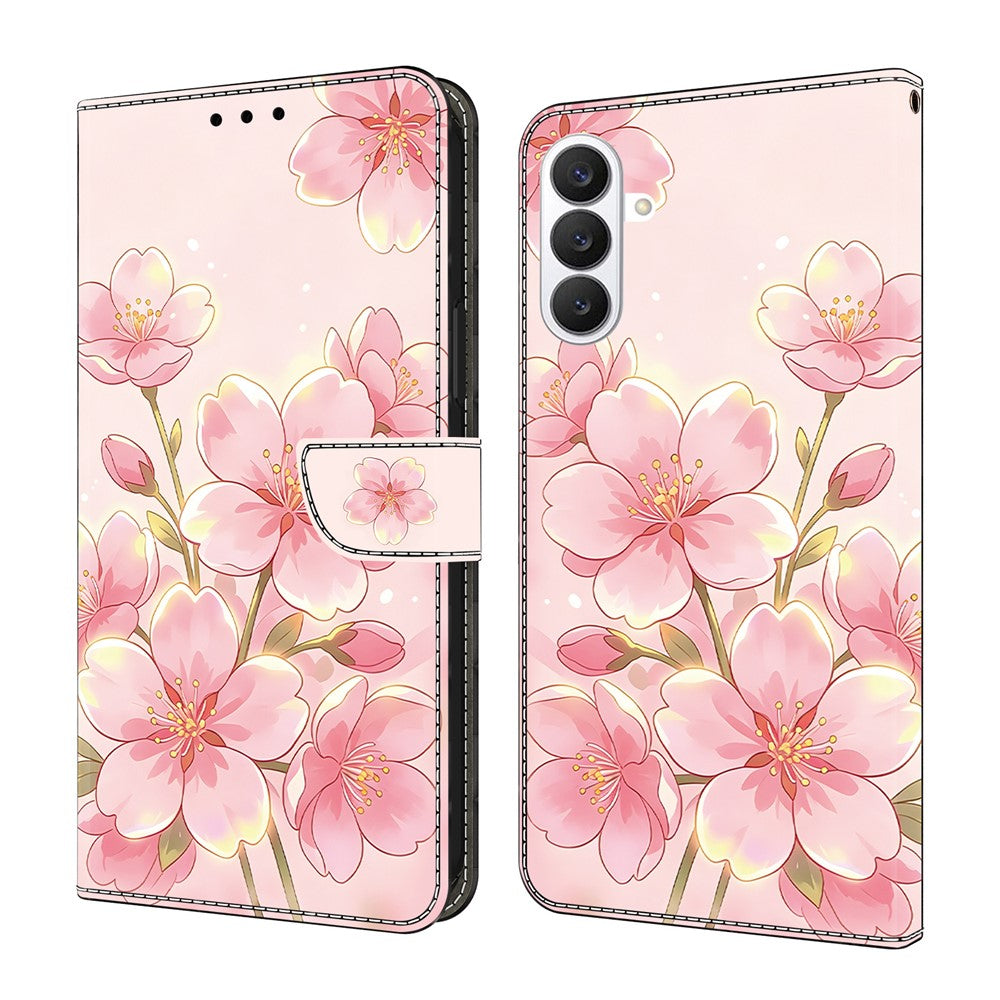 Läderfodral för Samsung Galaxy S26 FE med mönstertryck, plånboksfodral med fällbart stativ