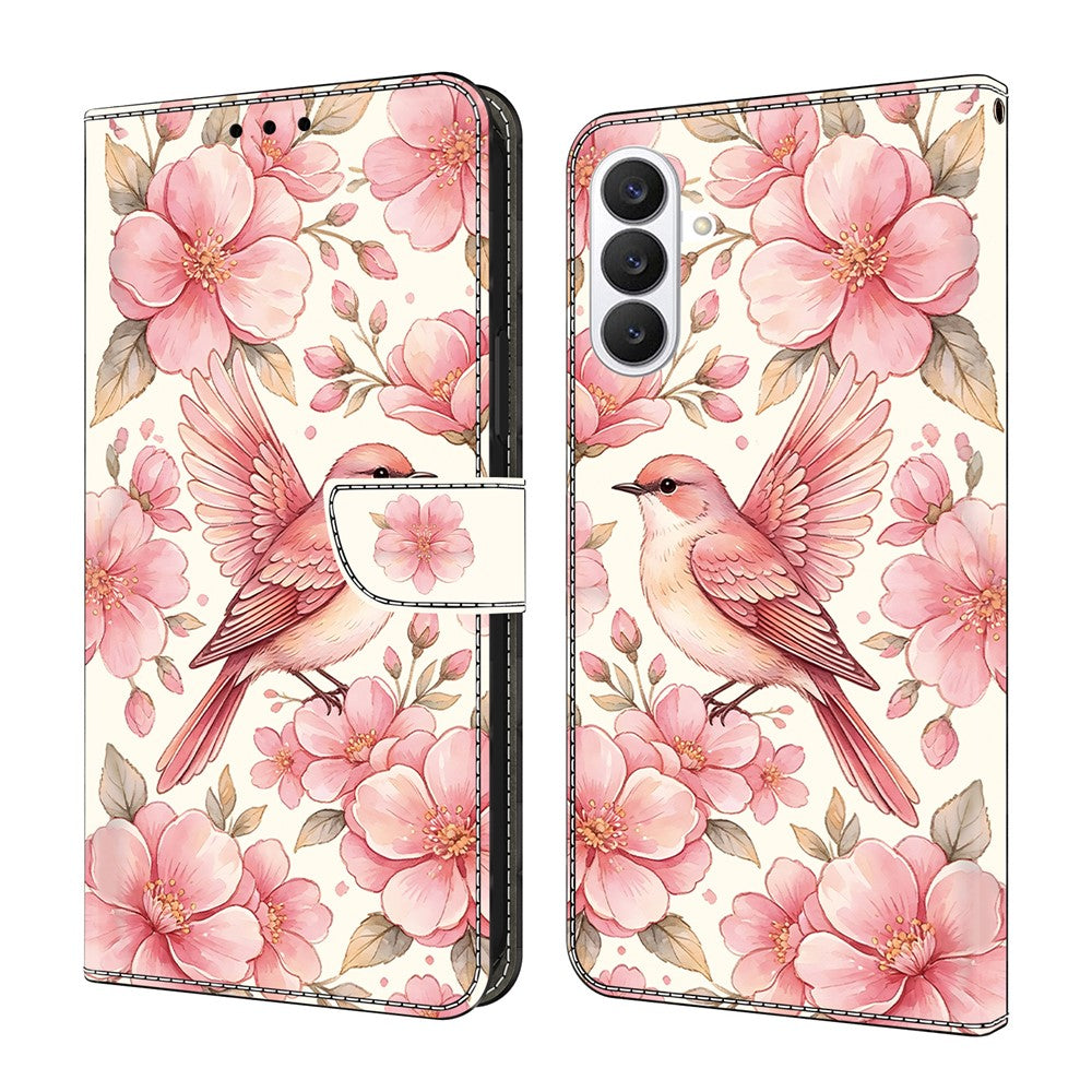 Läderfodral för Samsung Galaxy S26 FE med mönstertryck, plånboksfodral med fällbart stativ