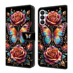 Läderfodral för Samsung Galaxy S26 FE med mönstertryck, plånboksfodral med fällbart stativ