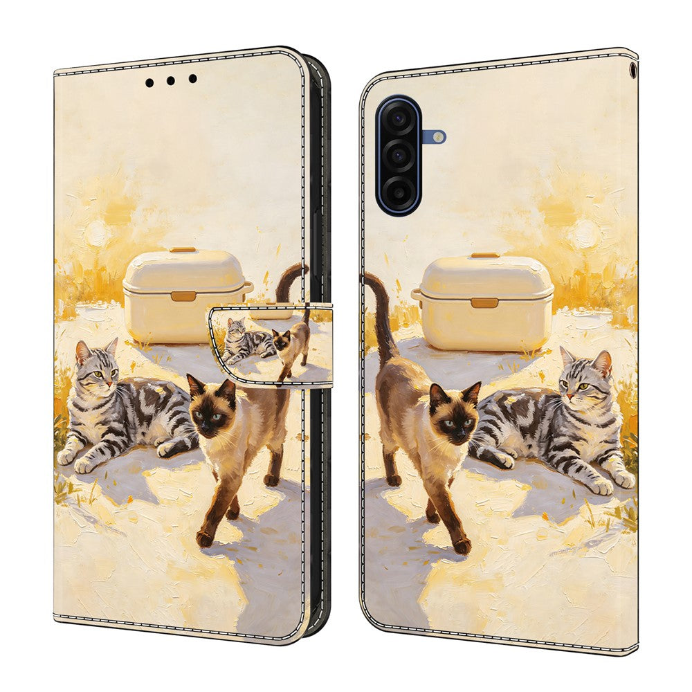 Läderfodral till Samsung Galaxy A18 5G / A18 4G / A17 5G / A17 4G Mönstertryck Plånbok med fällbart stativ mobilskal