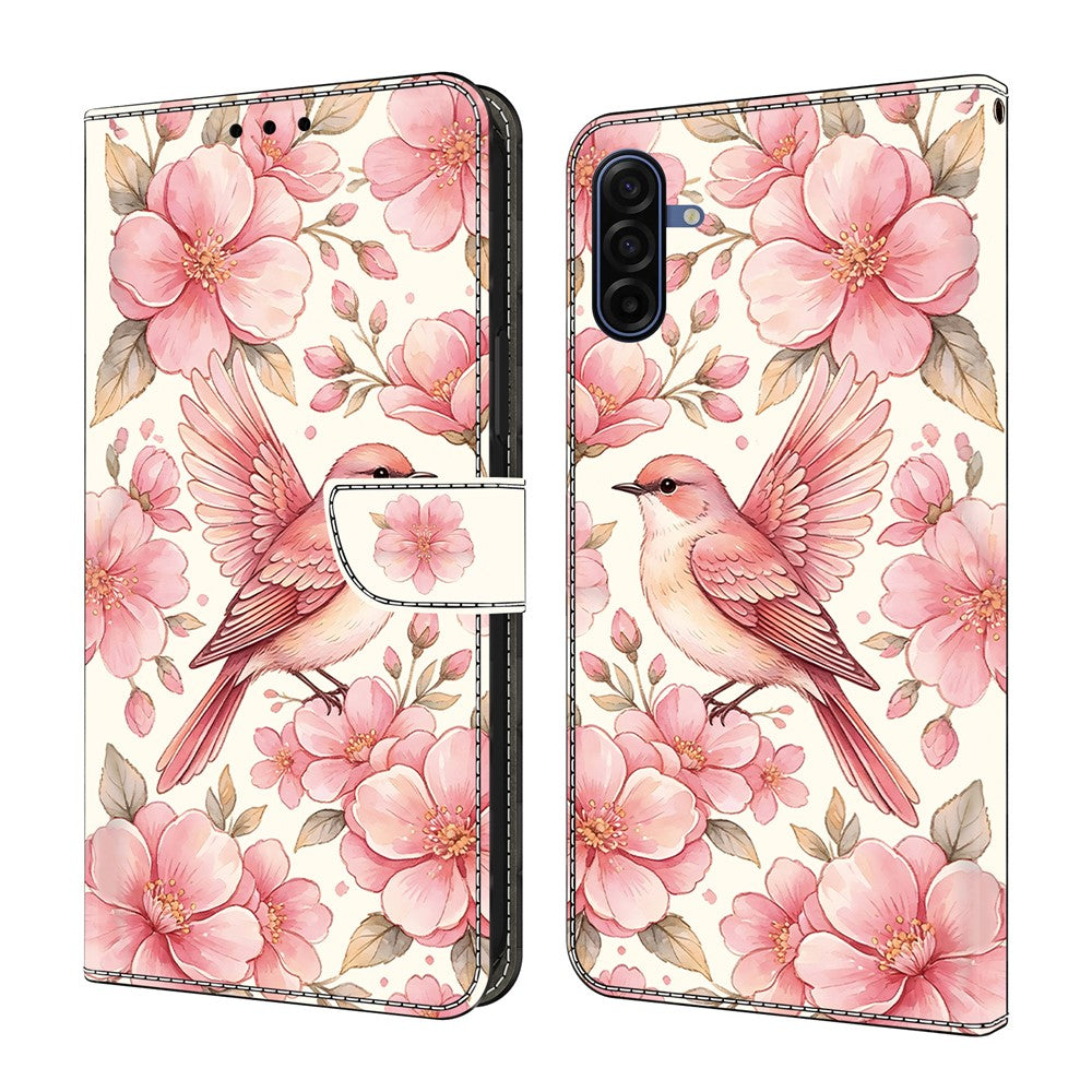 Läderfodral till Samsung Galaxy A18 5G / A18 4G / A17 5G / A17 4G Mönstertryck Plånbok med fällbart stativ mobilskal