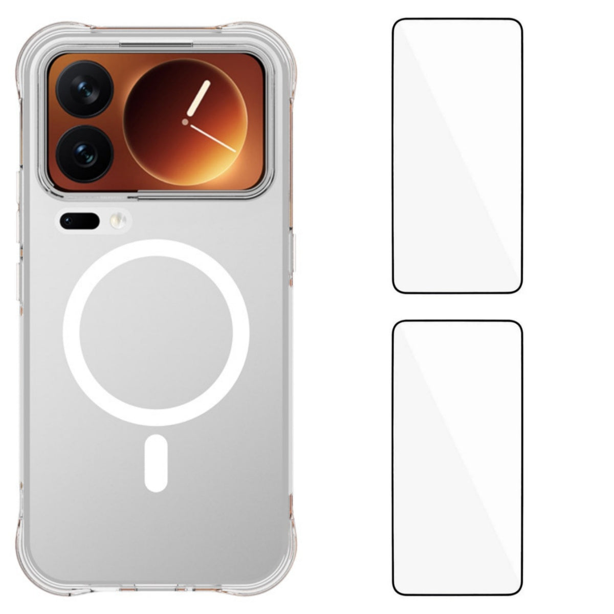 WANLONFENG för Xiaomi 18 Pro Max WL1-serien 2,0 mm magnetiskt skal, genomskinligt TPU-mobilbakstycke med 2 st. skärmfilmer