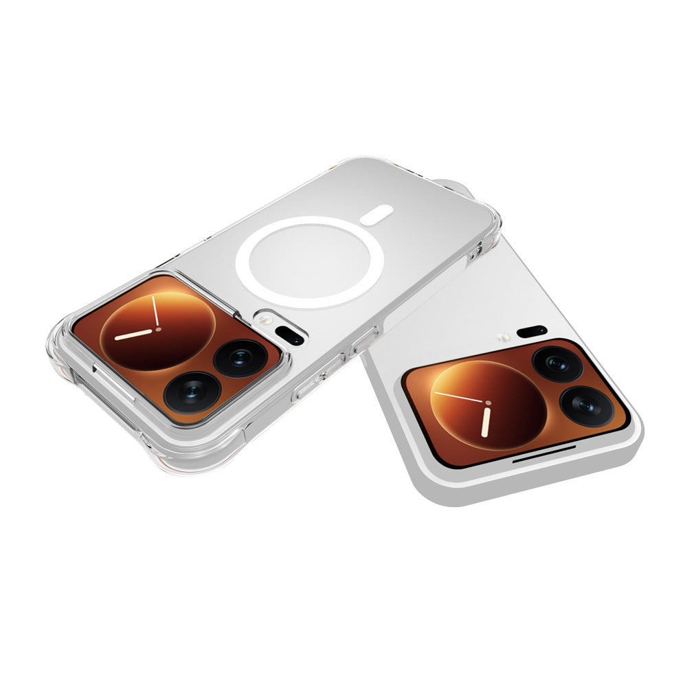 WANLONFENG för Xiaomi 18 Pro Max WL1-serien 2,0 mm magnetiskt skal, genomskinligt TPU-mobilbakstycke med 2 st. skärmfilmer