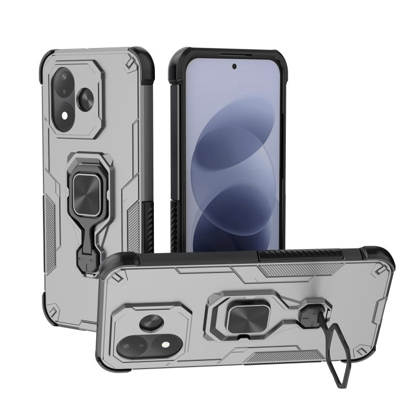 WANLONFENG-mobilcover til Xiaomi Redmi Note 17 5G (Global) / Xiaomi Redmi Note 17 (Indien/Kina) 5G / Xiaomi Redmi Note 17 4G (Global), PC- og TPU-bagside med stativ og hærdet glas