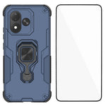 WANLONFENG-mobilcover til Xiaomi Redmi Note 17 5G (Global) / Xiaomi Redmi Note 17 (Indien/Kina) 5G / Xiaomi Redmi Note 17 4G (Global), PC- og TPU-bagside med stativ og hærdet glas