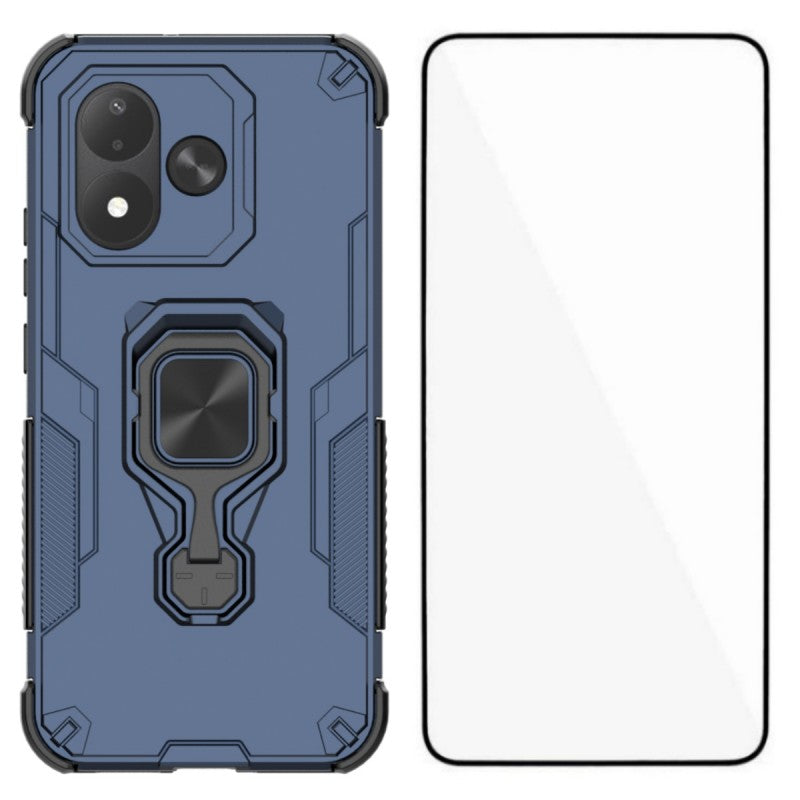 WANLONFENG-mobilcover til Xiaomi Redmi Note 17 5G (Global) / Xiaomi Redmi Note 17 (Indien/Kina) 5G / Xiaomi Redmi Note 17 4G (Global), PC- og TPU-bagside med stativ og hærdet glas