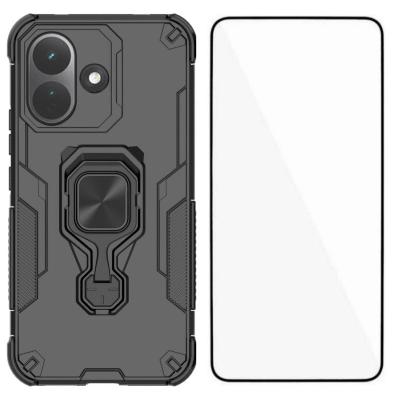 WANLONFENG for Xiaomi Redmi Note 17 Pro 5G Phone Case  PC TPU Back Cover Kickstand with Tempered Glass