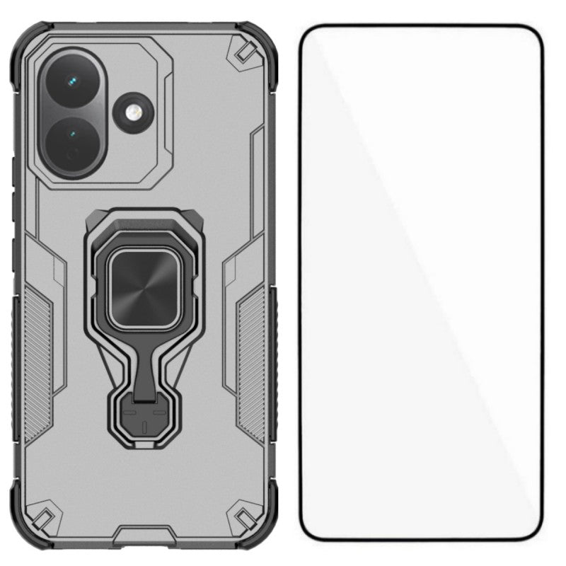 WANLONFENG for Xiaomi Redmi Note 17 Pro 5G Phone Case  PC TPU Back Cover Kickstand with Tempered Glass