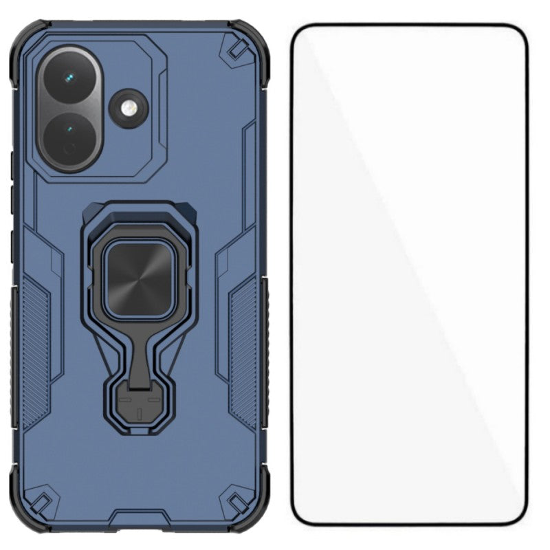 WANLONFENG for Xiaomi Redmi Note 17 Pro 5G Phone Case  PC TPU Back Cover Kickstand with Tempered Glass