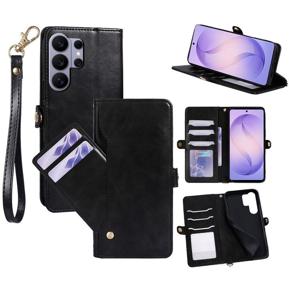 For Samsung Galaxy S26 Ultra Case Oil Wax Leather Wallet Phone Cover with Rotatable Card Slots