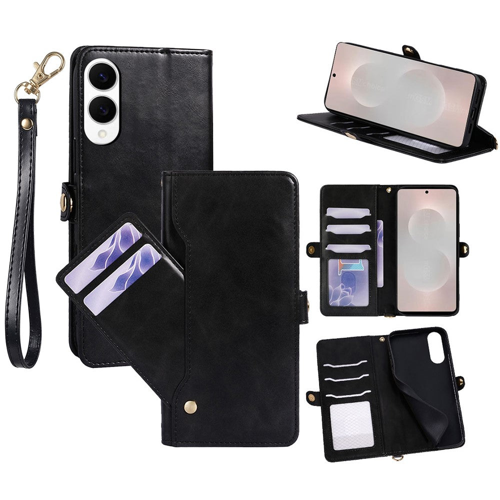 For Samsung Galaxy S25 Edge Case Oil Wax Leather Wallet Phone Cover with Rotatable Card Slots
