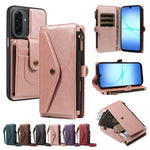 Samsung Galaxy A17 4G / Galaxy M17 5G / Galaxy F17 5G / Galaxy A17 5G Magnetiskt fodral Avtagbart RFID-blockerande plånbok PU-läder + Matt TPU mobilskal med remmar