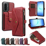 Samsung Galaxy A17 4G / Galaxy M17 5G / Galaxy F17 5G / Galaxy A17 5G Magnetiskt fodral Avtagbart RFID-blockerande plånbok PU-läder + Matt TPU mobilskal med remmar