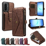 Samsung Galaxy A17 4G / Galaxy M17 5G / Galaxy F17 5G / Galaxy A17 5G Magnetiskt fodral Avtagbart RFID-blockerande plånbok PU-läder + Matt TPU mobilskal med remmar