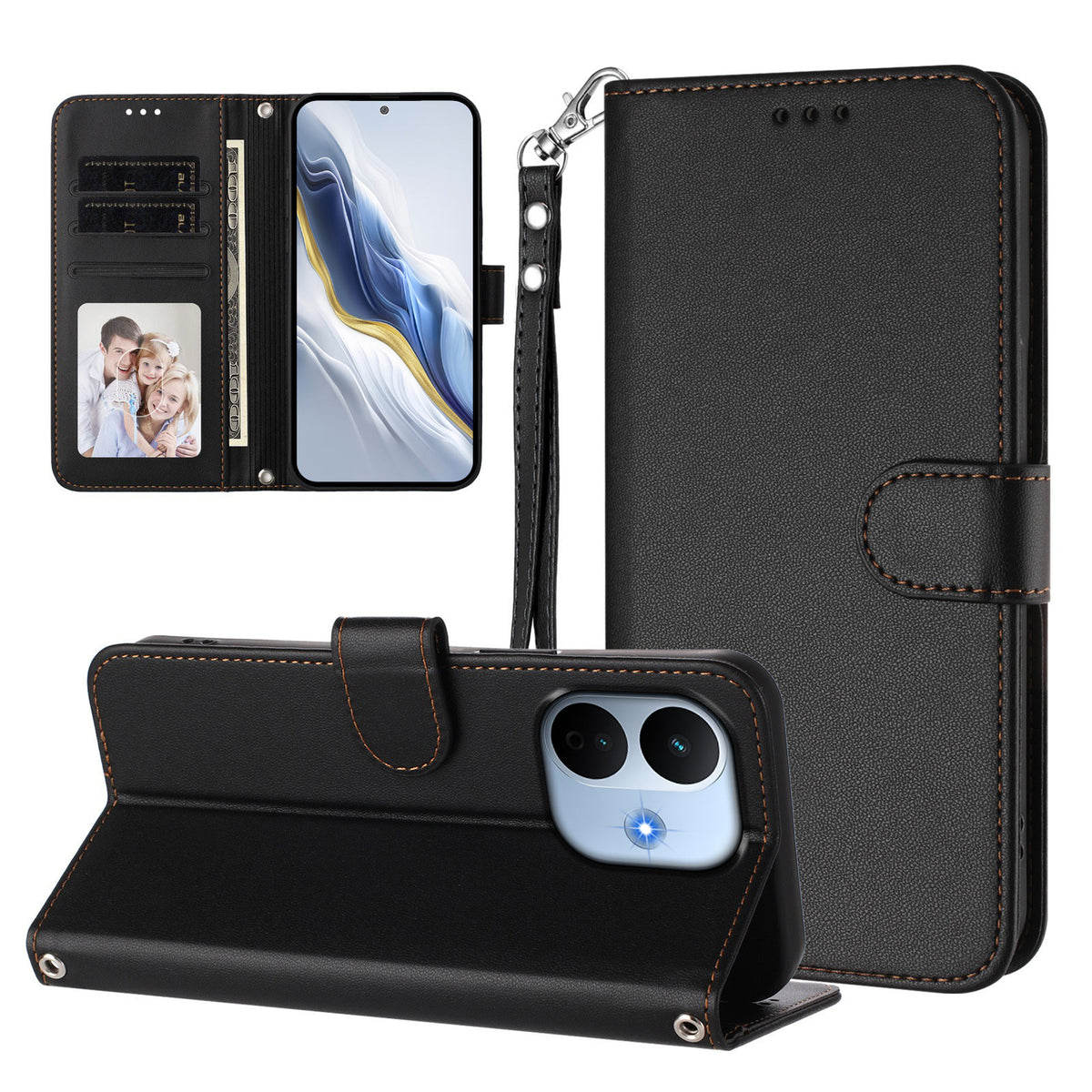 For Xiaomi Redmi Note 17 Pro Max 5G / Xiaomi Redmi Note 17 Pro+ 5G Leather Case Wallet Stand Phone Cover with Wrist Strap
