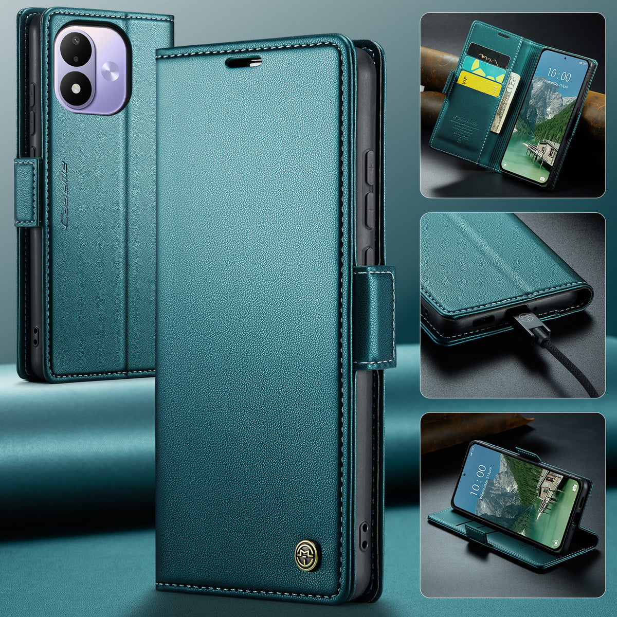 CASEME for Xiaomi Redmi Note 17 5G (Global) / Xiaomi Redmi Note 17 4G (Global) Case  023 Series RFID Blocking Wallet Stand Glossy Litchi Texture Leather Phone Cover