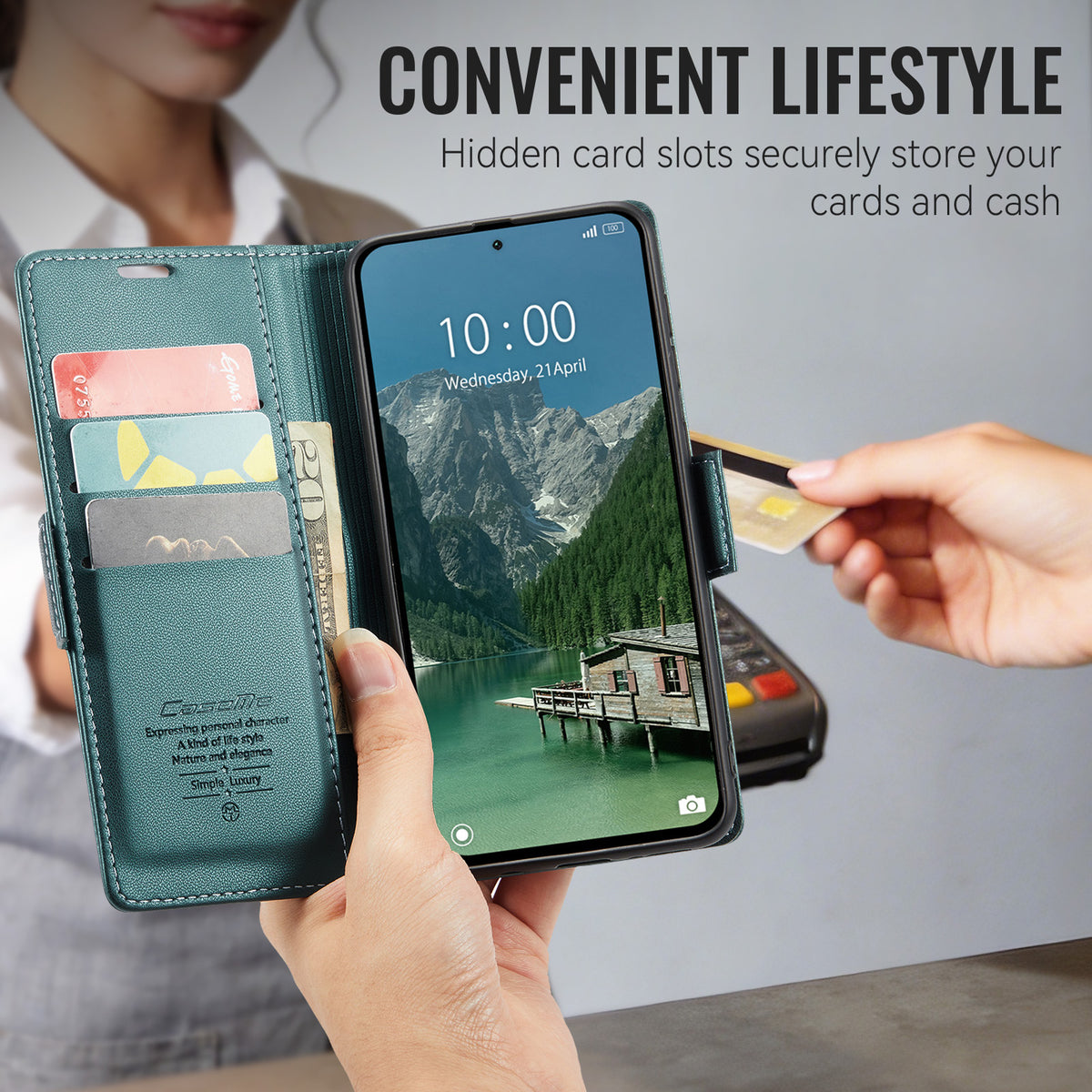 CASEME for Xiaomi Redmi Note 17 5G (Global) / Xiaomi Redmi Note 17 4G (Global) Case  023 Series RFID Blocking Wallet Stand Glossy Litchi Texture Leather Phone Cover