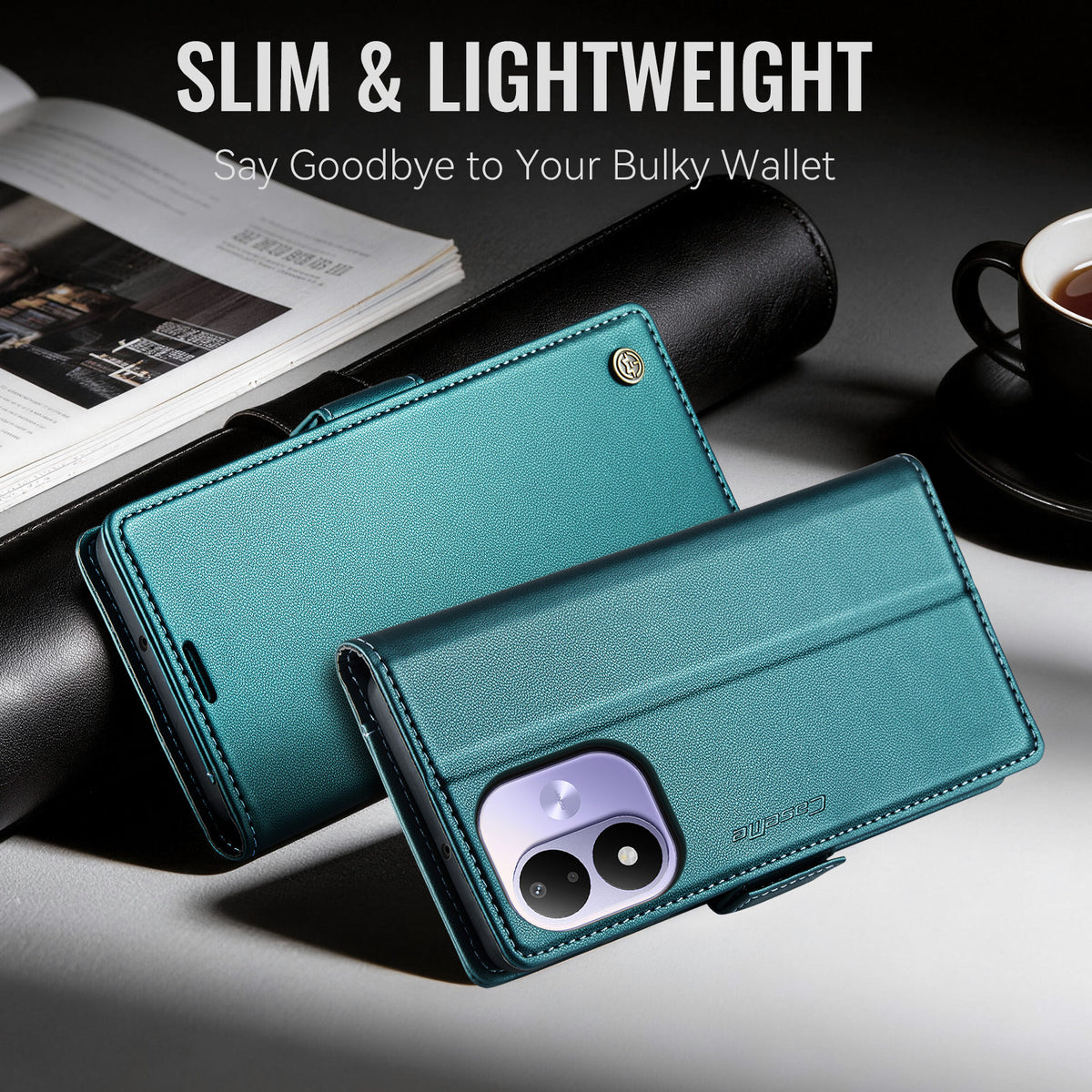 CASEME for Xiaomi Redmi Note 17 5G (Global) / Xiaomi Redmi Note 17 4G (Global) Case  023 Series RFID Blocking Wallet Stand Glossy Litchi Texture Leather Phone Cover