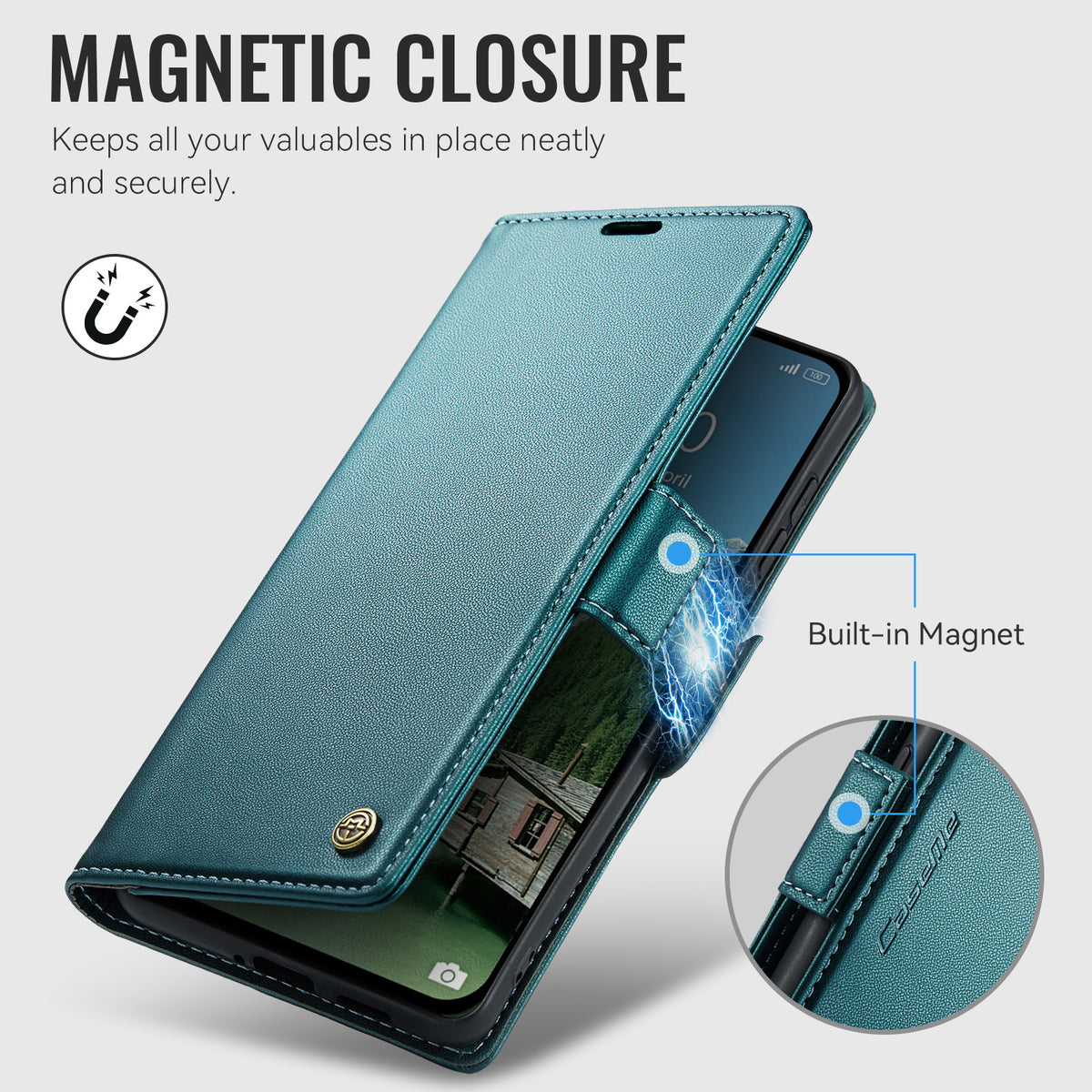 CASEME for Xiaomi Redmi Note 17 5G (Global) / Xiaomi Redmi Note 17 4G (Global) Case  023 Series RFID Blocking Wallet Stand Glossy Litchi Texture Leather Phone Cover