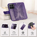 For Xiaomi Wallet Case Butterfly Pattern PU Leather Phone Cover with Tempered Glass Screen Protector