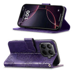 For Xiaomi Wallet Case Butterfly Pattern PU Leather Phone Cover with Tempered Glass Screen Protector