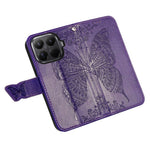 For Xiaomi Wallet Case Butterfly Pattern PU Leather Phone Cover with Tempered Glass Screen Protector