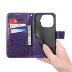 For Xiaomi Wallet Case Butterfly Pattern PU Leather Phone Cover with Tempered Glass Screen Protector