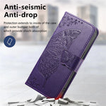 For Xiaomi Wallet Case Butterfly Pattern PU Leather Phone Cover with Tempered Glass Screen Protector