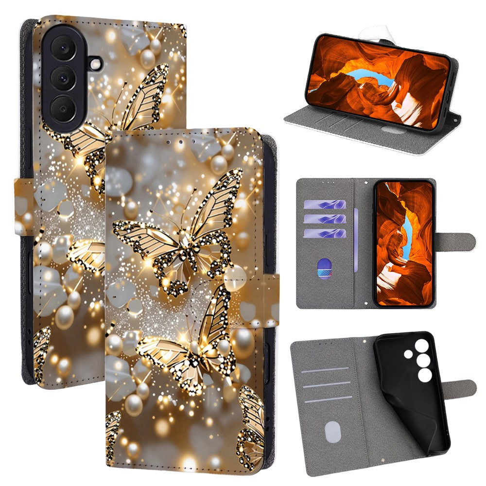 Skal till Samsung Galaxy S26+ med mönster och tryck, PU-läder, plånboksfodral med vikbart lock.