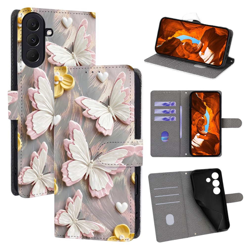 Skal till Samsung Galaxy S26+ med mönster och tryck, PU-läder, plånboksfodral med vikbart lock.