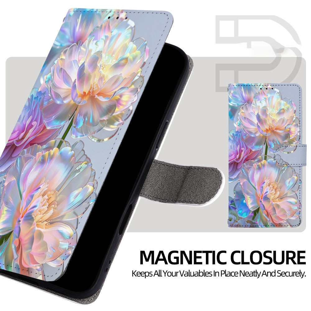 Mönstertryckt fodral för Samsung Galaxy A18 5G / A18 4G / A17 5G / A17 4G, PU-läder plånboksfodral med fällbart mönster