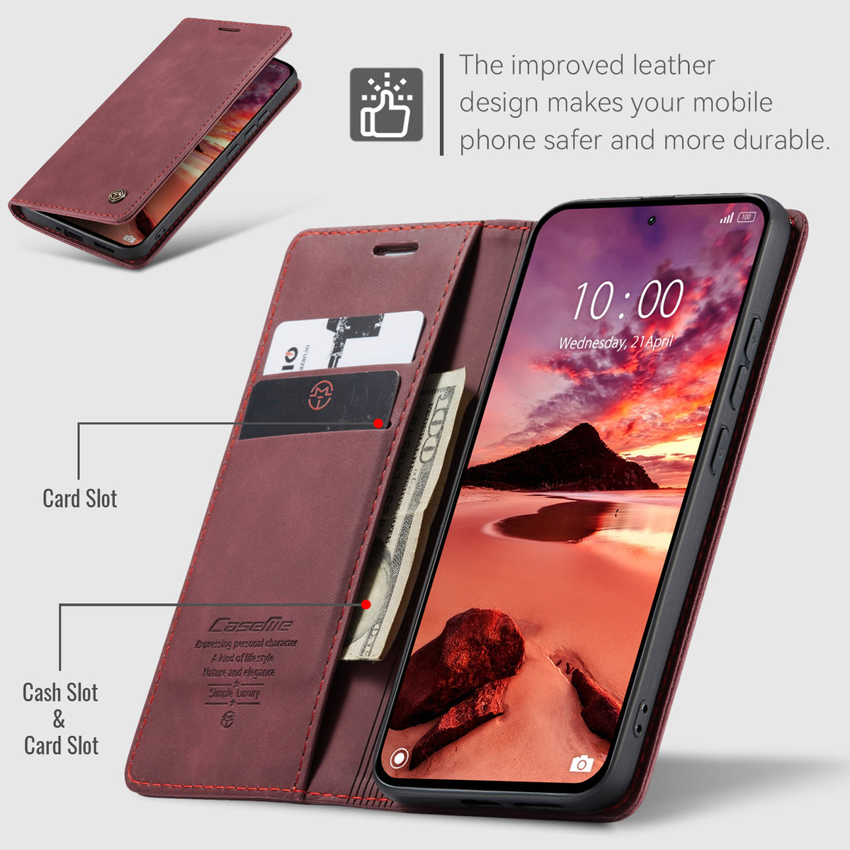 CASEME 013-serien PU-lædermobil-etui med stativ, pung-etui til Xiaomi Redmi Note 17 4G (Global) / Xiaomi Redmi Note 17 (Indien/Kina) 5G / Xiaomi Redmi Note 17 5G (Global)