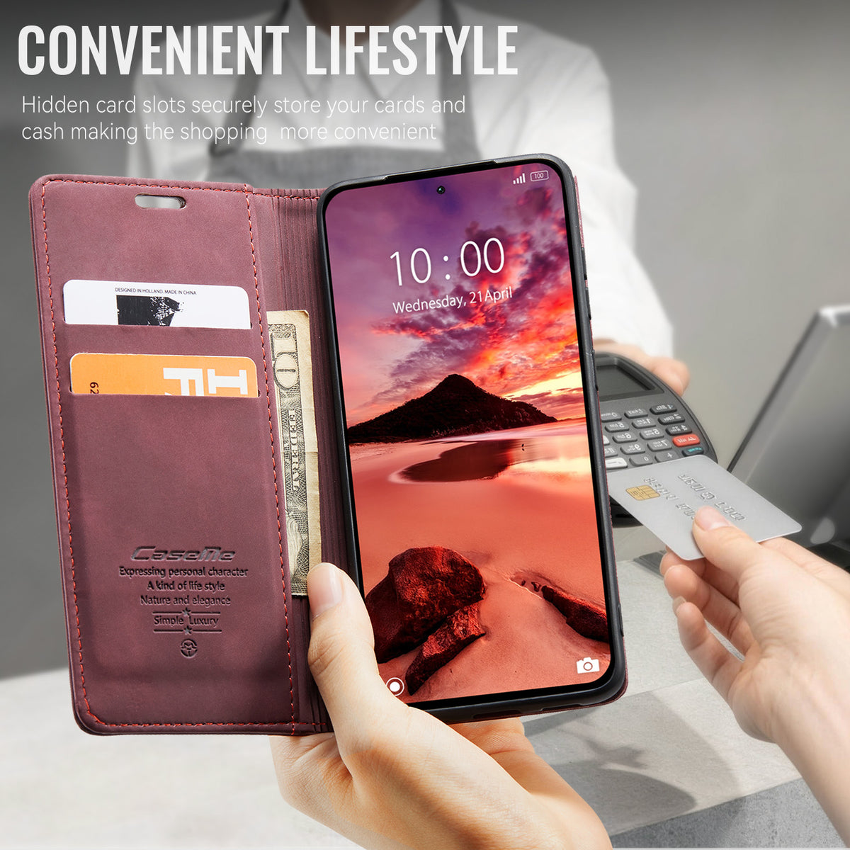 CASEME 013-serien PU-lædermobil-etui med stativ, pung-etui til Xiaomi Redmi Note 17 4G (Global) / Xiaomi Redmi Note 17 (Indien/Kina) 5G / Xiaomi Redmi Note 17 5G (Global)