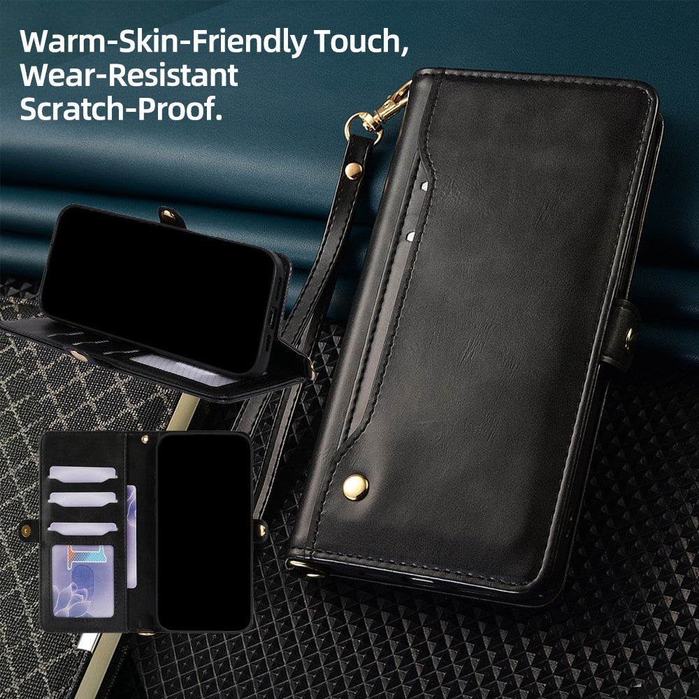 Samsung Galaxy S24+ Oil Wax Läder Plånboksfodral med Roterbara Kortfack