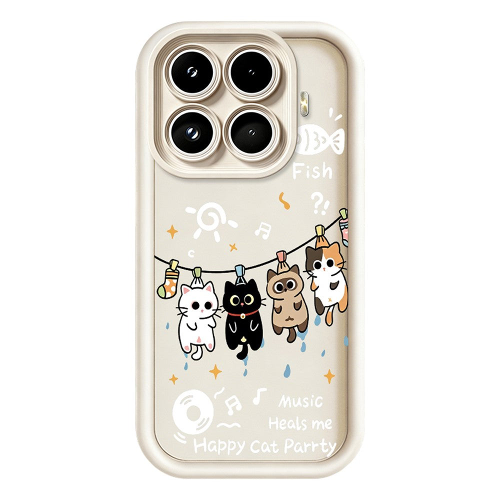 For Xiaomi 17T TPU Case Four Cartoon Cat Pattern Rubberized Phone Back Cover
