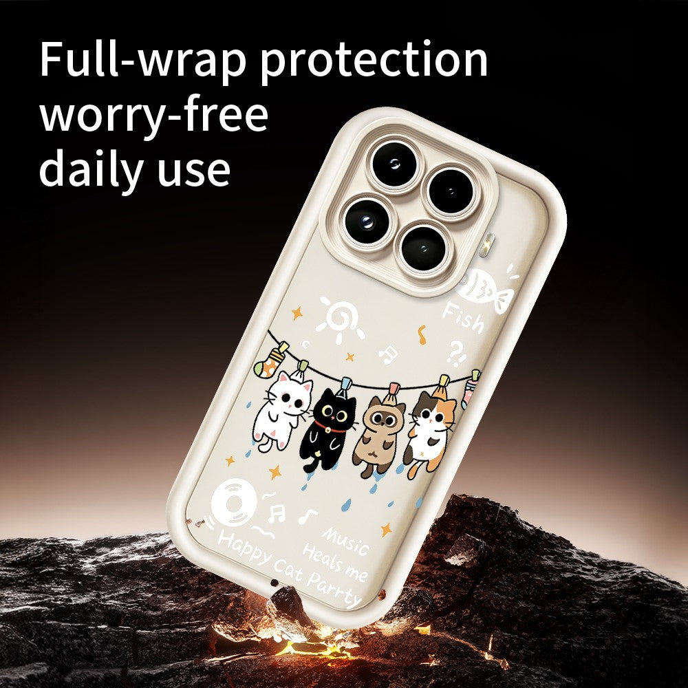 For Xiaomi 17T TPU Case Four Cartoon Cat Pattern Rubberized Phone Back Cover