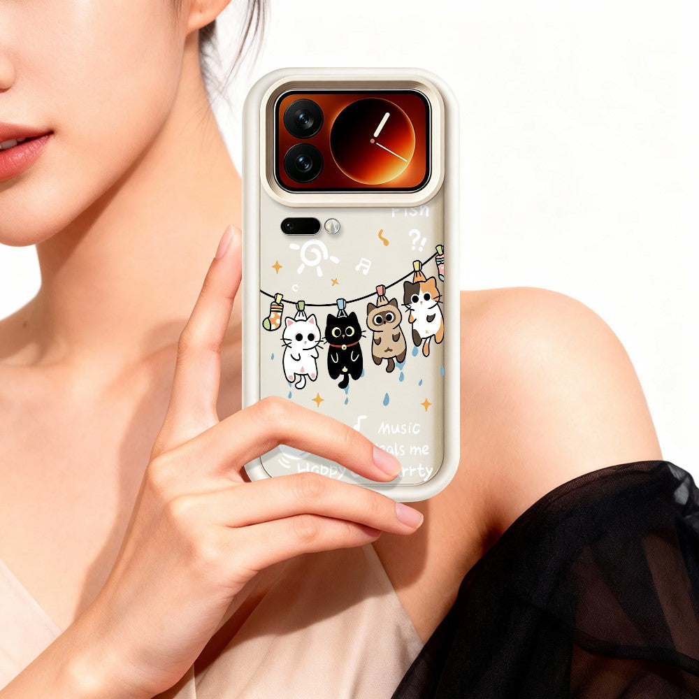 For Xiaomi 17 Pro TPU Case Four Cartoon Cat Pattern Rubberized Phone Back Cover