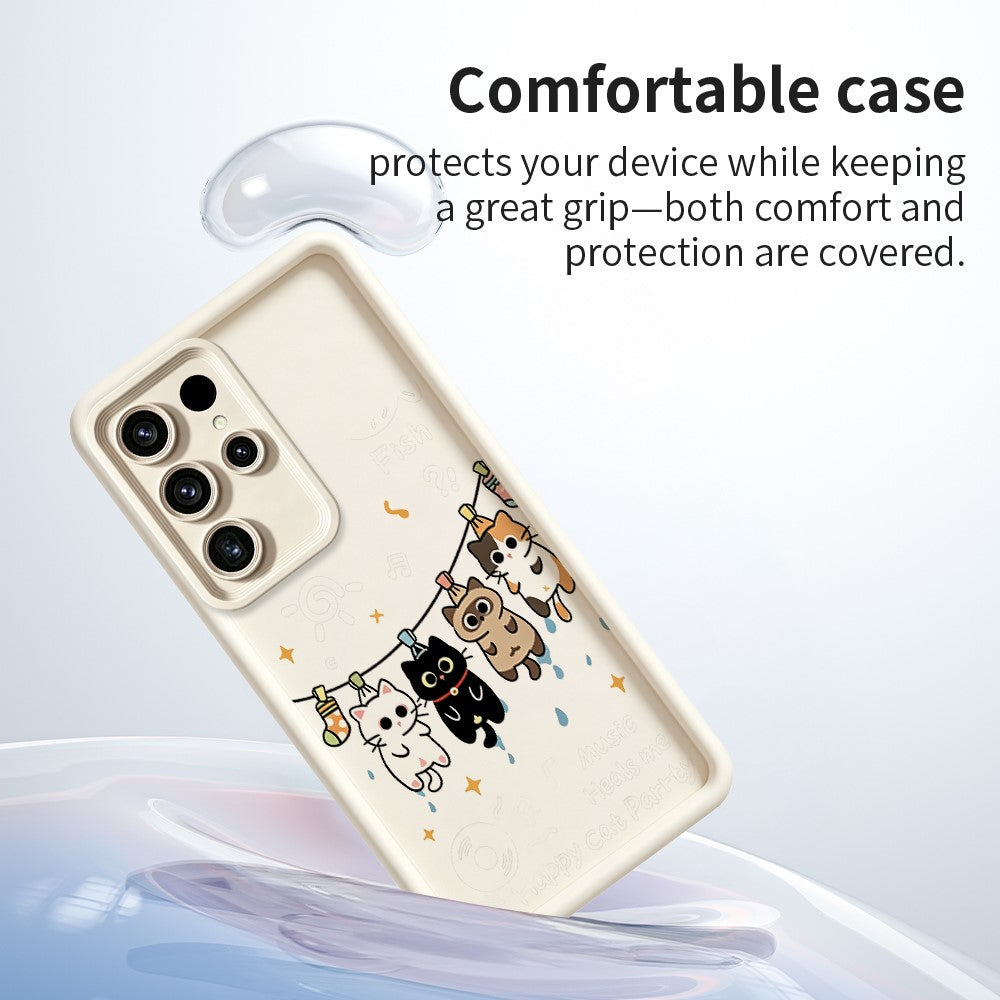 Samsung Galaxy S26 Ultra TPU-skal med fyra tecknade katter och gummibelagt bakstycke