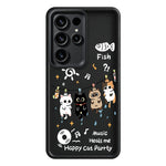Samsung Galaxy S26 Ultra TPU-skal med fyra tecknade katter och gummibelagt bakstycke
